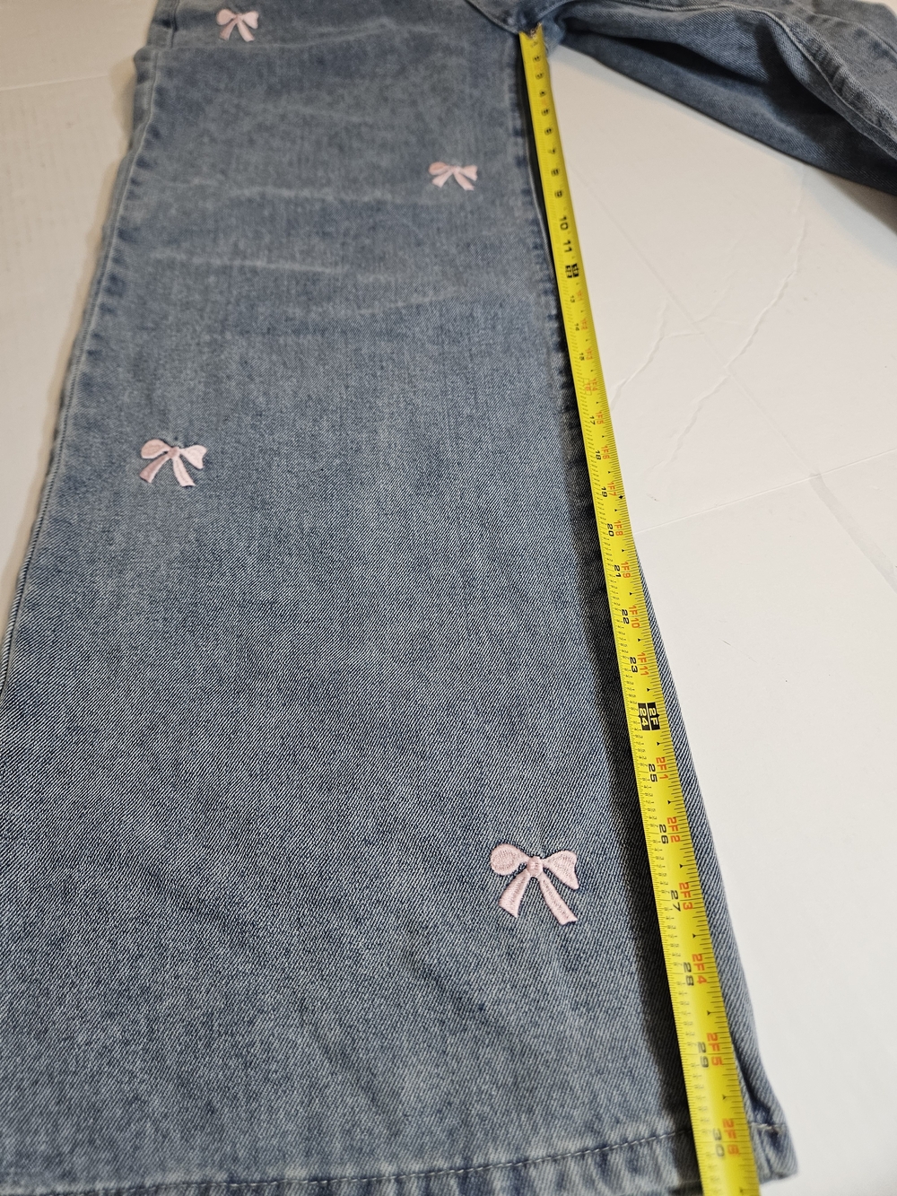 1030 T.E.N.T.H.I.R.T.Y Women's Straight Leg Blue Denim Jeans Pink Bow 13/31 - Picture 8 of 9